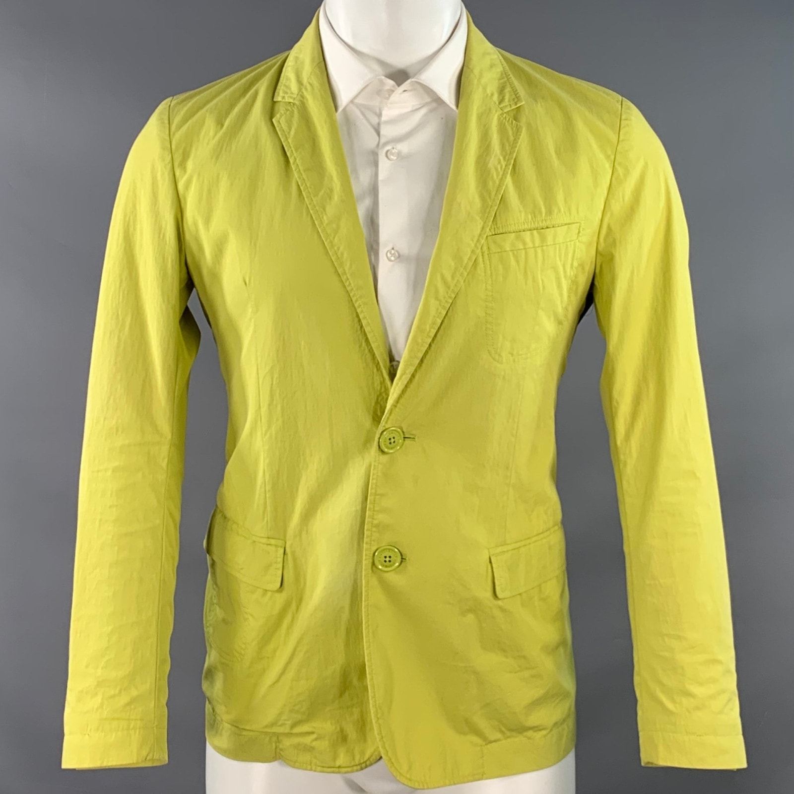 Viktor & Rolf Size 38 Yellow Cotton Blend Single Breasted Sport Coat